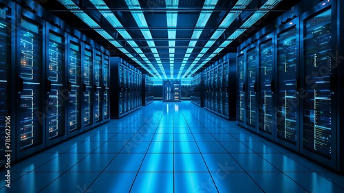 Server room data center. Internet and technology concept.