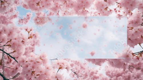 Pink Flowered Tree Against Blue Sky photo