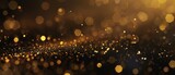 Festive celebration holiday christmas, new year, new year's eve background banner template - Abstract golden gold glitter particle sequins bokeh lights texture, de-focused