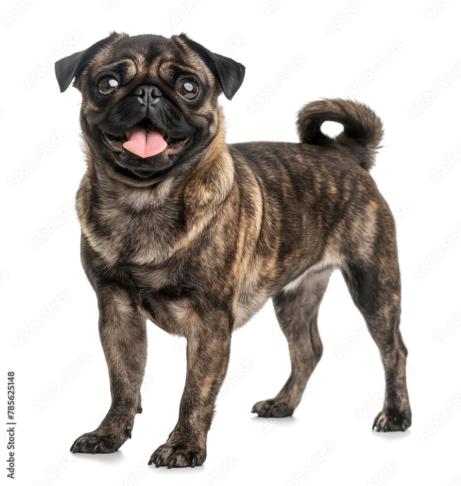 Cute pug in merle coat color in isolated background Cute pug in merle coat color in isolated background