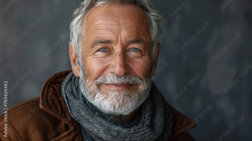 Joyful Senior Gentleman with Gray Beard and Hair Smiling Generative AI Joyful Senior Gentleman with Gray Beard and Hair Smiling Generative AI