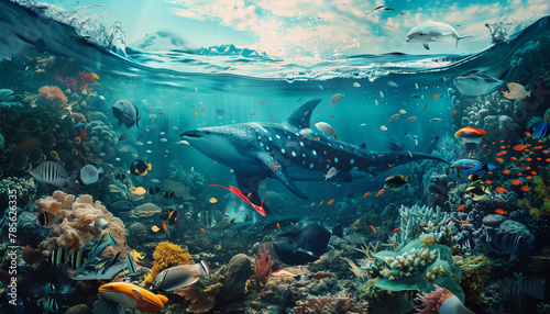 coral reef with fish © Denis Tuev