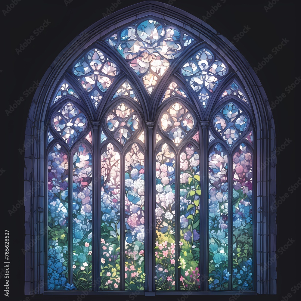 Ethereal Stained Glass Cathedral Window - Vibrant Stained Glass with Sunlight
