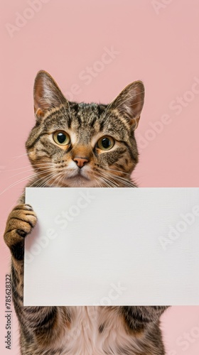 cat with blank placard