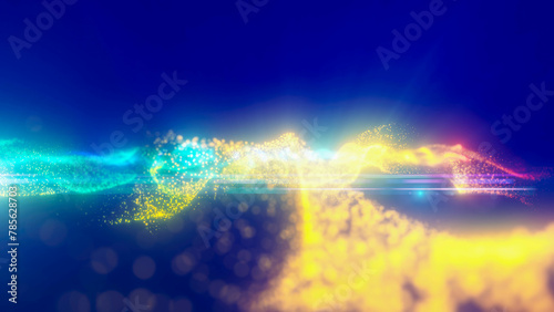 Fototapeta Naklejka Na Ścianę i Meble -  Rainbow energy glowing magic waves high tech digital iridescent with light rays lines and bokeh energy particles. Abstract background