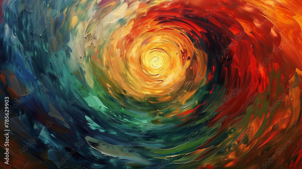Swirling Vortex of Colors in Oil Paint Capturing Emotions.