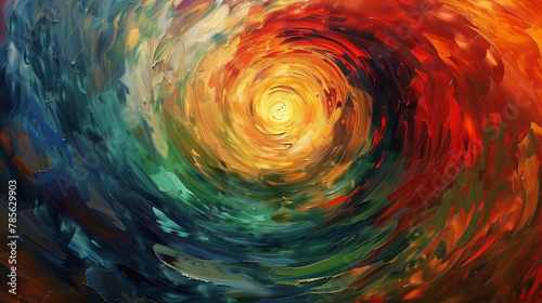 Swirling Vortex of Colors in Oil Paint Capturing Emotions.