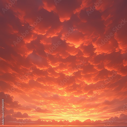 Awe-Inspiring Sky Scene with Radiant Red and Orange Hues photo