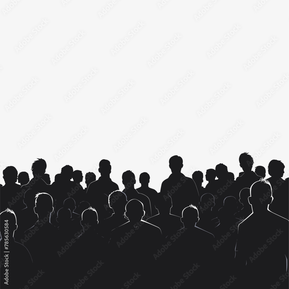 vector silhouette of a crowd of people on a white background .Generative AI vector silhouette of a crowd of people on a white background .Generative AI