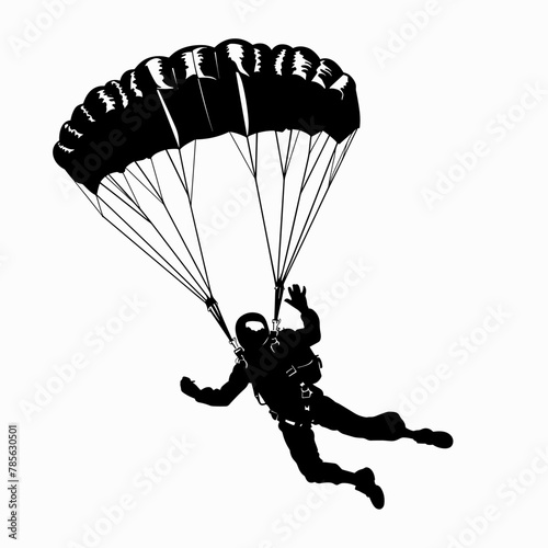 vector silhouette of skydiver background .Generative AI