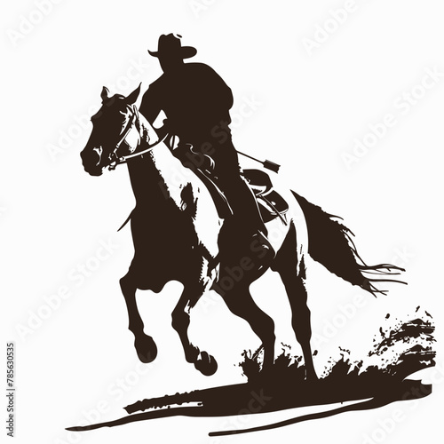 vector silhouette of a rider on a horse on a white background .Generative AI © Dzmitry