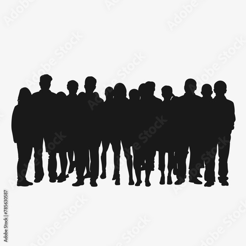 vector silhouette of a crowd of people on a white background .Generative AI