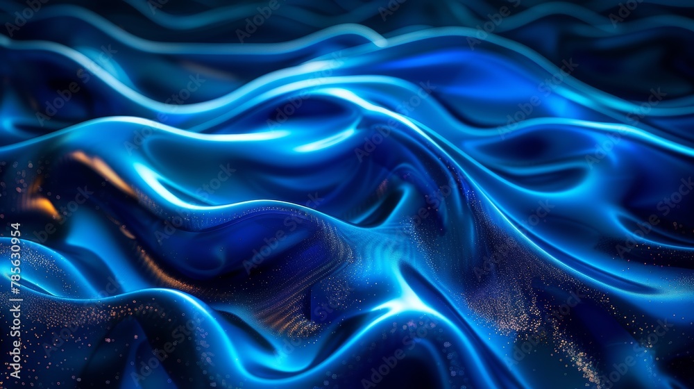 Obraz premium Ethereal Blue Abstract Gradient Waves Generative AI
