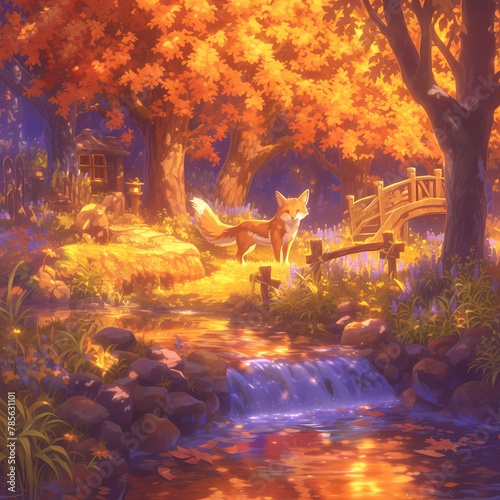 Discover the allure of autumn as a majestic fox strolls through a vibrant forest. This enchanting image captures the essence of tranquility and beauty during the season's golden days.