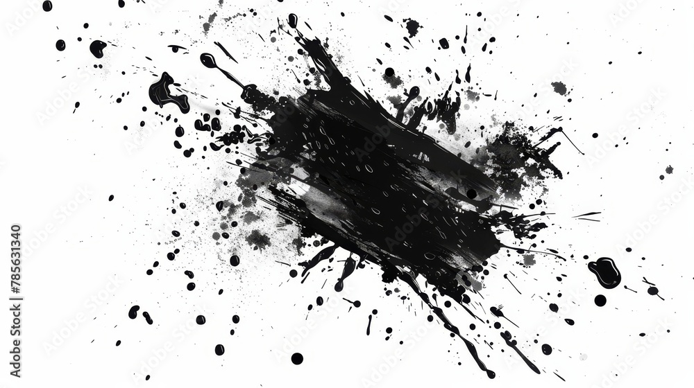 Grunge black ink splatter brushes and strokes for artistic design with dirty artistic elements