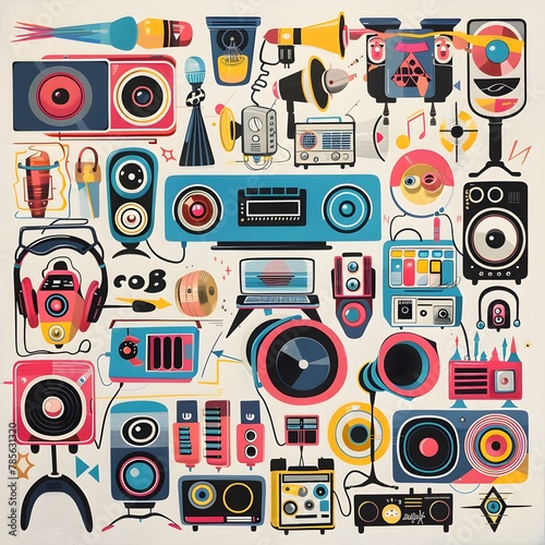 Blend of Radio and Podcasting Icons and Motifs