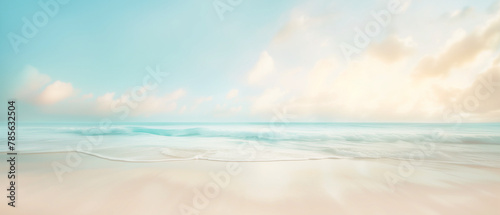 Serenity on the Shoreline: A Tranquil Beachscape with Gentle Waves and Pastel Skies