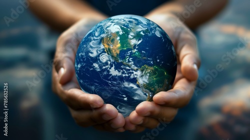 Close-up of the globe in hands.