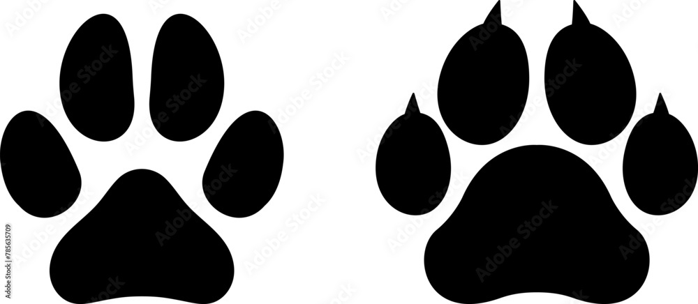 Cat and dog paw prints icons vector image. The paw print saddles of the canine and kitty families. Animal print clip art. Cat and dog paw prints icons vector image. The paw print saddles of the canine and kitty families. Animal print clip art.