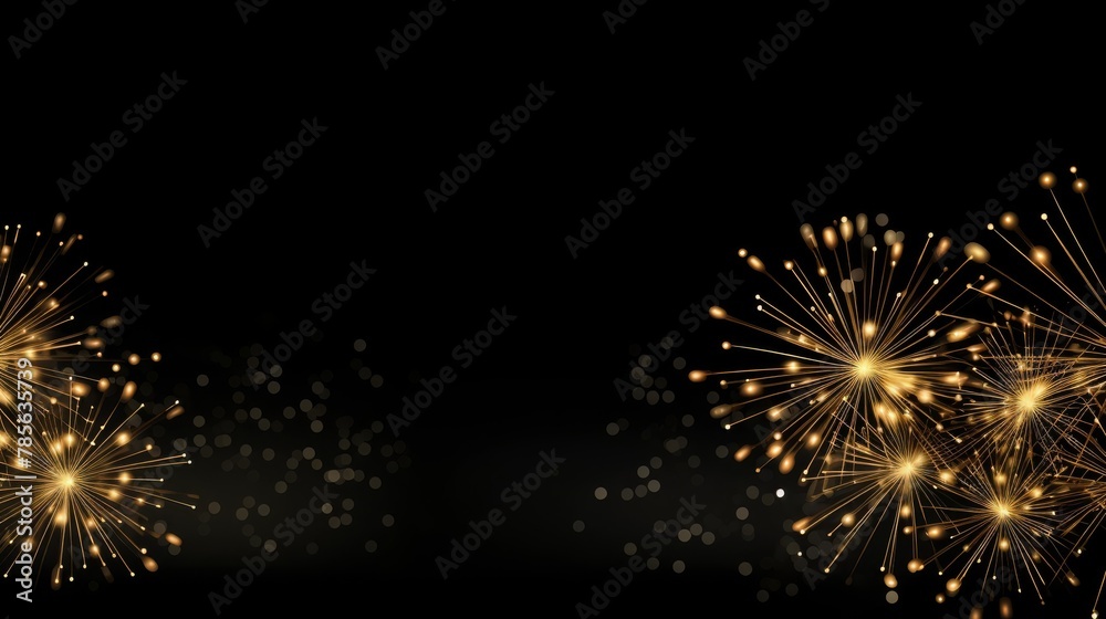 Obraz premium Fireworks shining sparks. Fireworks explosions object for festival background. Celebrate Lighting effect isolated illustration. High quality photo