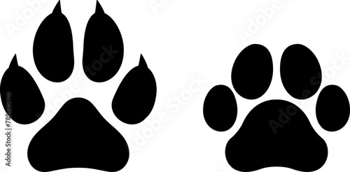 Cat and dog paw prints icons vector image. The paw print saddles of the canine and kitty families. Animal print clip art.