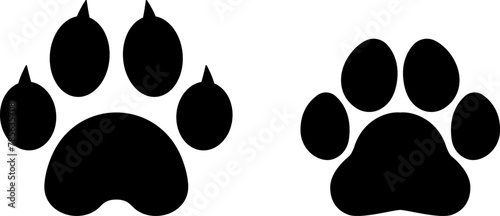 Cat and dog paw prints icons vector image. The paw print saddles of the canine and kitty families. Animal print clip art.
