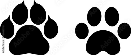 Cat and dog paw prints icons vector image. The paw print saddles of the canine and kitty families. Animal print clip art.