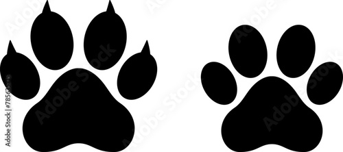 Cat and dog paw prints icons vector image. The paw print saddles of the canine and kitty families. Animal print clip art.