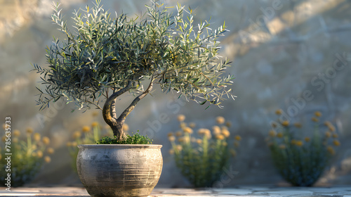 Nurturing Early Growth: An Olive Tree In Its Youth Thrives with Dedicated Care and Companion Planting