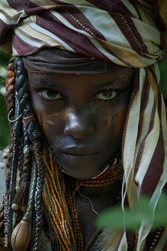 African Female Radiating Joy in Elegant Stonepunk Pirate Costume