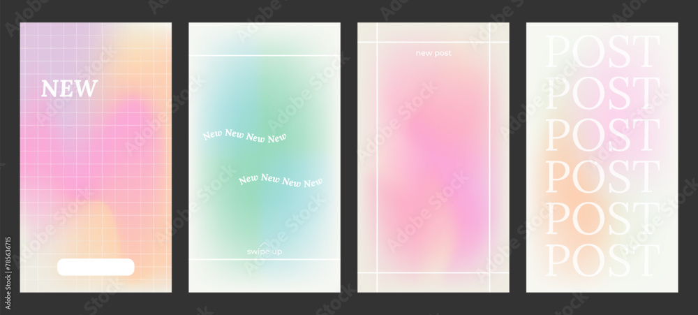 Y2k Aesthetic abstract gentle gradient background with blue, pink, purple, soft blurred pattern. Modern poster for social media stories, album covers, banners, templates for digital marketing