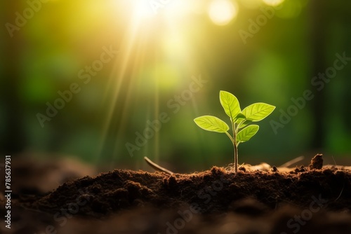 Earth day concept. Renewable energy for future. Sustainable resources. Plant management or environment symbol. Clean energy growing up. High quality photo photo