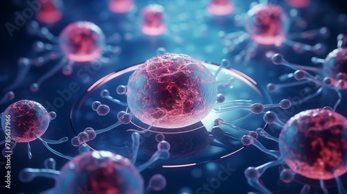 3d rendering of Human cell or Embryonic stem cell microscope.