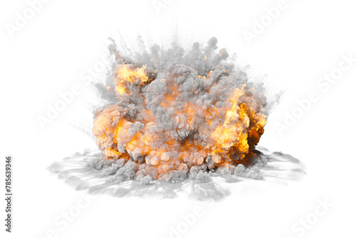 Artillery explosion on transparent background