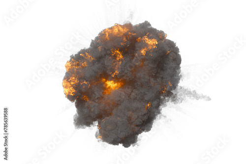 Artillery explosion on transparent background