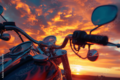 Motorcycle at Sunset Ready for a Ride