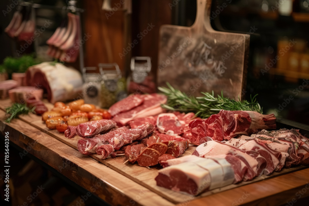 Artisanal Butchery Display of Various Meats Artisanal Butchery Display of Various Meats