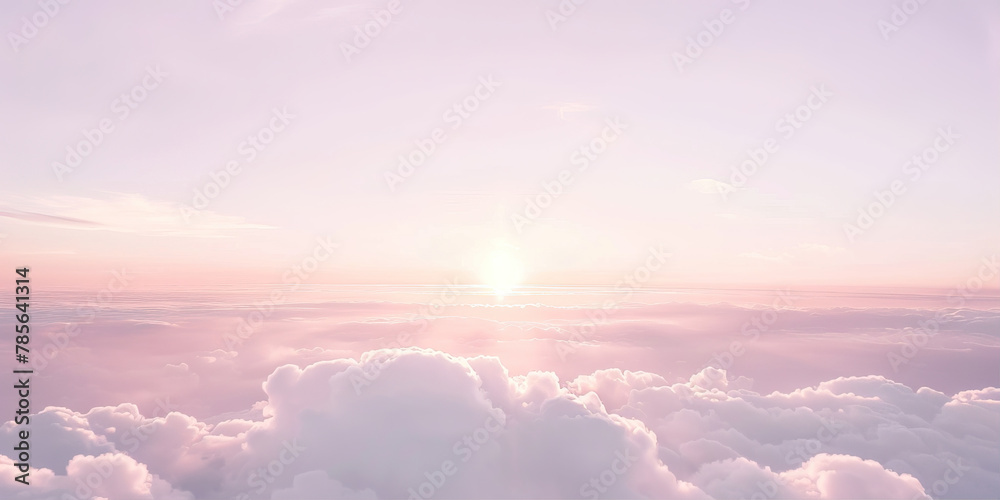 Pink sky above the clouds.

