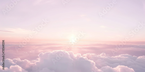Pink sky above the clouds. 