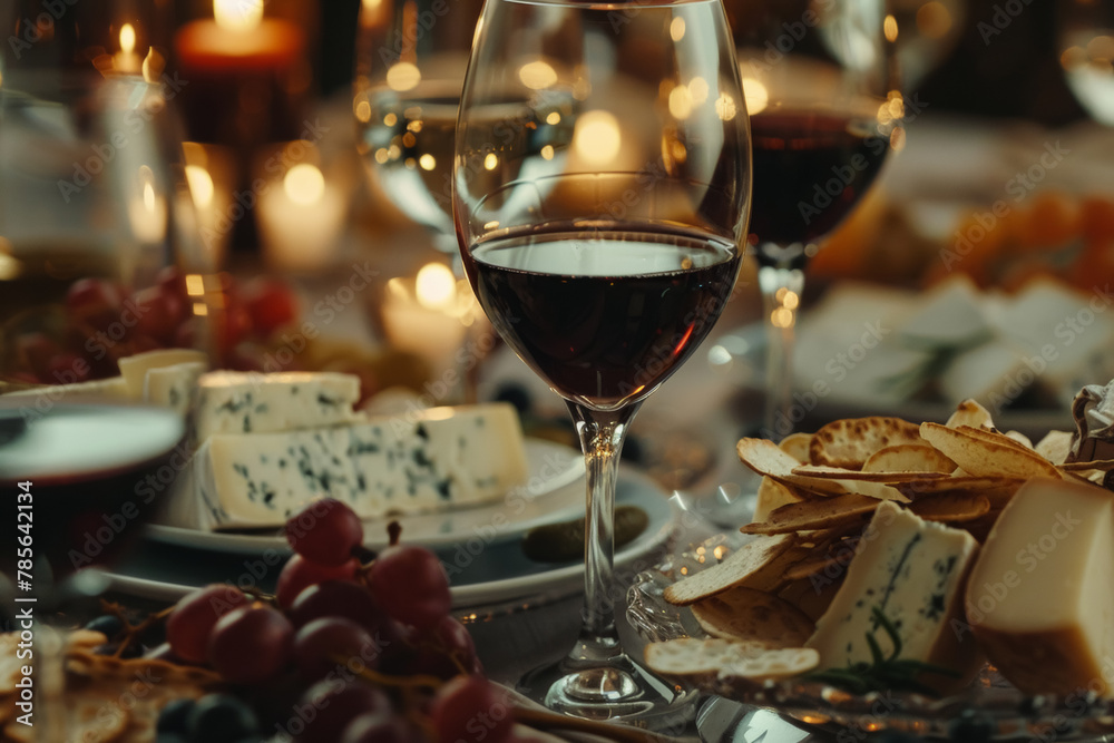 Wine and Cheese Pairing at Elegant Dinner Setting