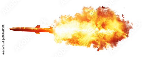 A missile with fire trail isolated on transparent background. © comicsans