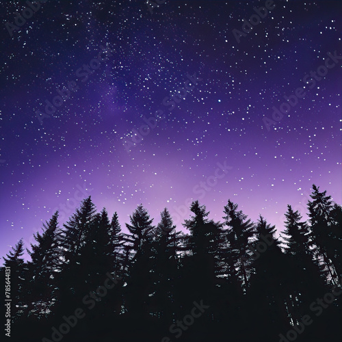 Beautiful starry sky over the forest 