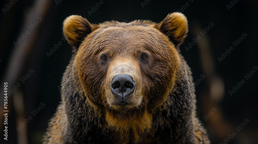 Fototapeta premium Brown Bear Portrait in the Sun: A Close-up of a Majestic Black Bear Enjoying the Warmth of Nature