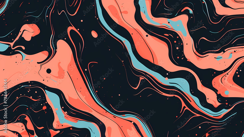 Abstract Coral and Teal Swirls Pattern Background Abstract Coral and Teal Swirls Pattern Background