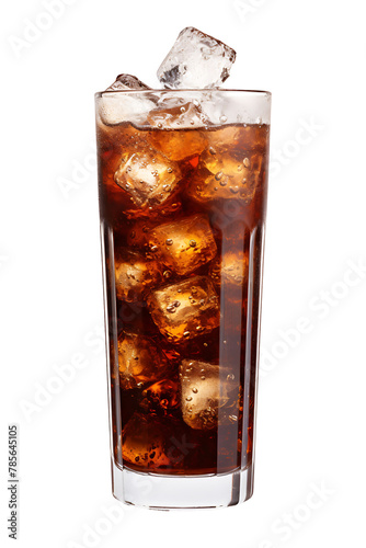 Refreshing Coca Cola drink in a tall glass on transparent background PNG