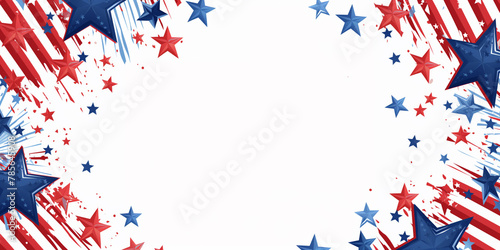 USA red white and blue stars and stripes border frame design with copy space. American Independence, Memorial, Veteran's, President's Day or election campaign banner background illustration