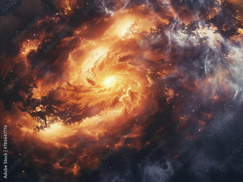 Obraz premium Cosmic Storm Unleashed: A Galactic Odyssey of Realistic Wonder and Awe