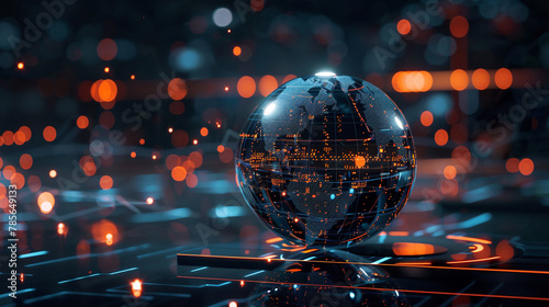 Conceptual image of a crystal ball with cryptocurrency market predictions and digital graphs inside. AI. photo