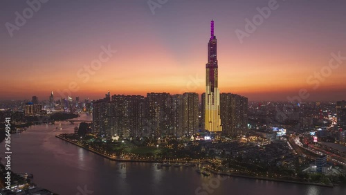 Vietnam, Ho Chi Minh City at Landmark 81 aerial view - timeplase motion