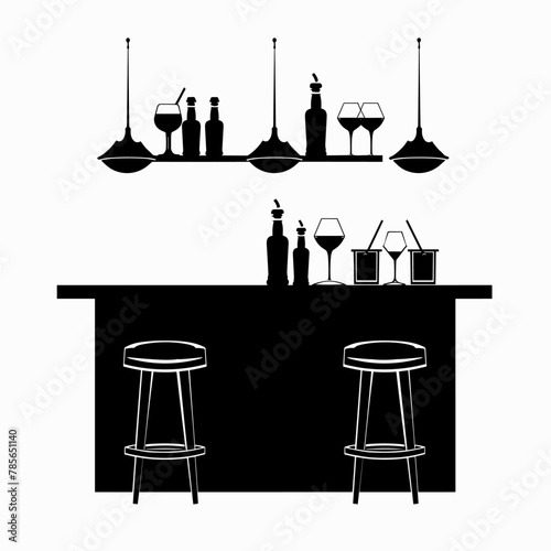 pub bar vector flat style background .Generative AI
